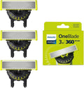 Philips OneBlade Original 360 Blade Heads, Compatible with all OneBlade and Pro Electric Shaver & Trimmers, Original from Philips, 3x One Blade, 12-Month Supply (QP430/50)