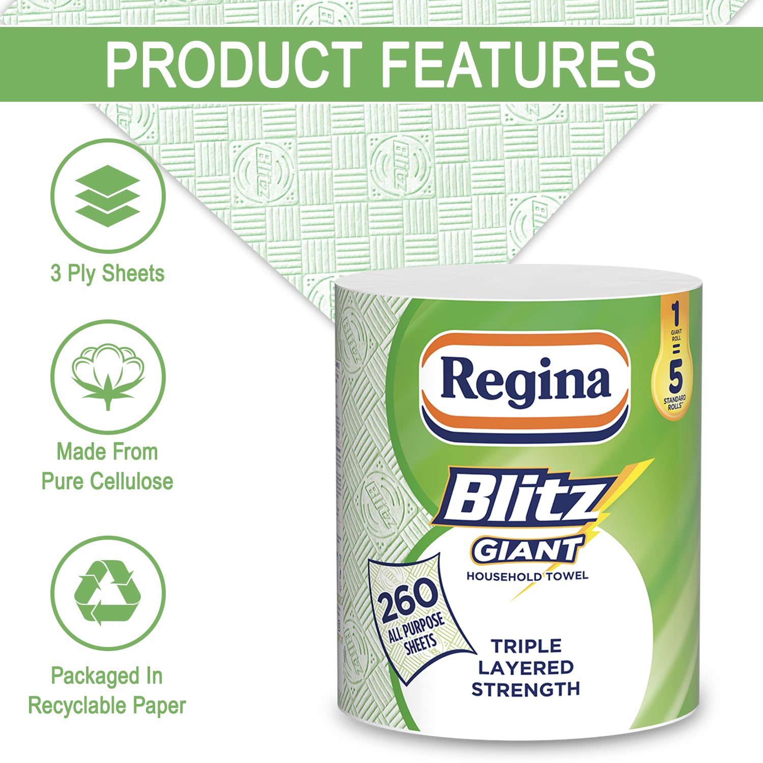 Regina Blitz Giant Kitchen Roll 260 All Purpose Sheets