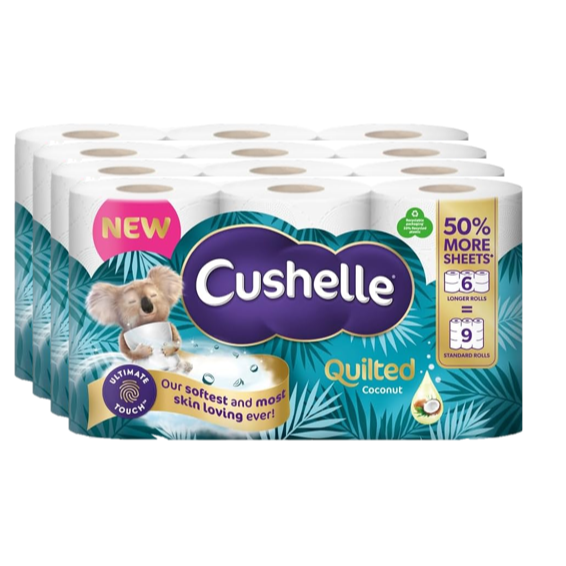Cushelle Quilted Coconut Toilet Roll 50% More Sheets