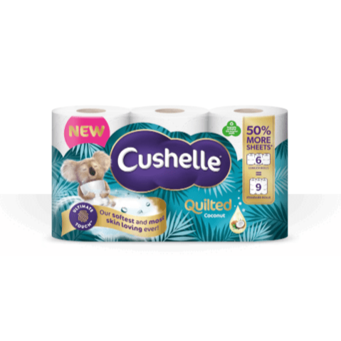 Cushelle Quilted Coconut Toilet Roll 50% More Sheets