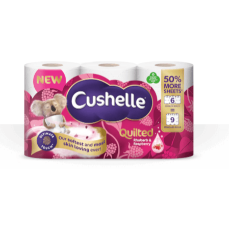 Cushelle Quilted Rhubarb & Raspberry Scented Toilet Roll 50% More Sheets