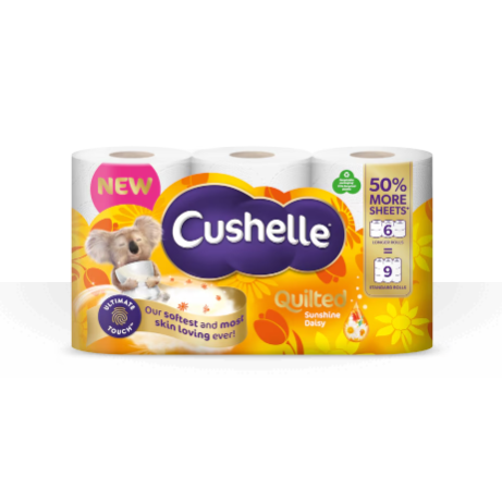 Cushelle Quilted Sunshine & Daisy Toilet Roll 50% More Sheets