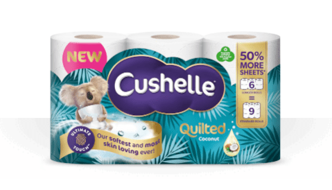 Cushelle Quilted Coconut Toilet Roll 50% More Sheets