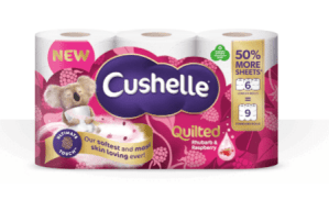 Cushelle Quilted Rhubarb & Raspberry Scented Toilet Roll 50% More Sheets