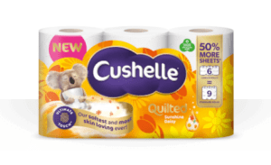 Cushelle Quilted Sunshine & Daisy Toilet Roll 50% More Sheets
