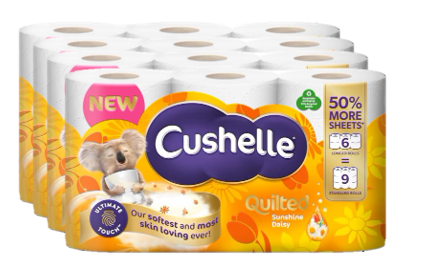 Cushelle Quilted Sunshine Daisy Scented 3Ply Longer Lasting Rolls