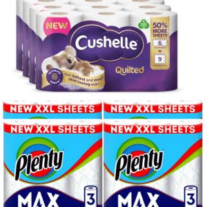 The Premium Bundle (24 Cushelle Quilted Toilet Roll & 12 Plenty Max Kitchen Roll)