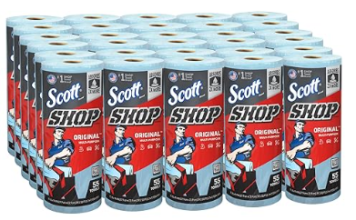 Scott Shop Towels Original 75130 - Heavy Duty Blue Towels - 30 Packs of 1 Blue Roll x 55 Disposable Towels (1,650 Paper Towels Total)