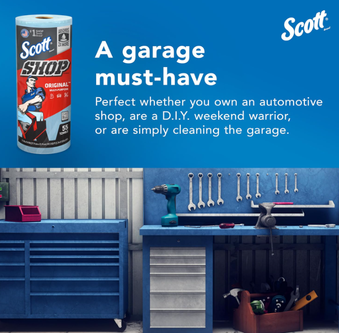 Scott Shop Towels Original 75130 - Heavy Duty Blue Towels - 30 Packs of 1 Blue Roll x 55 Disposable Towels (1,650 Paper Towels Total) - Image 5