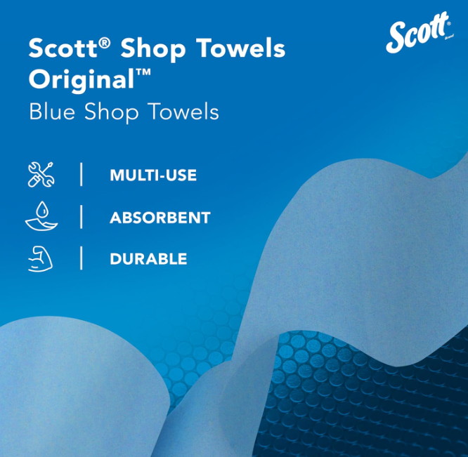 Scott Shop Towels Original 75130 - Heavy Duty Blue Towels - 30 Packs of 1 Blue Roll x 55 Disposable Towels (1,650 Paper Towels Total) - Image 6
